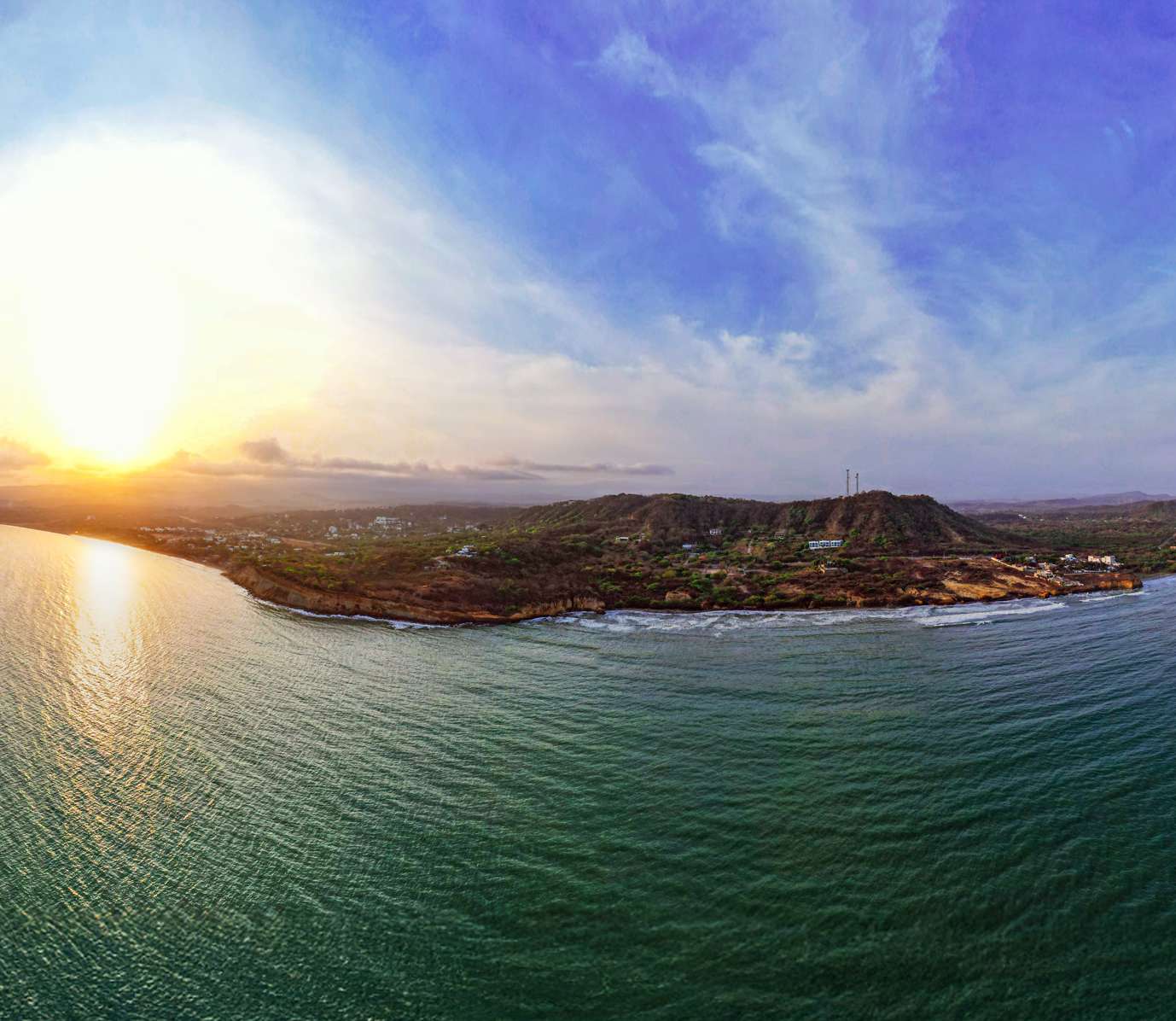 Colombian Caribbean coastline at sunset